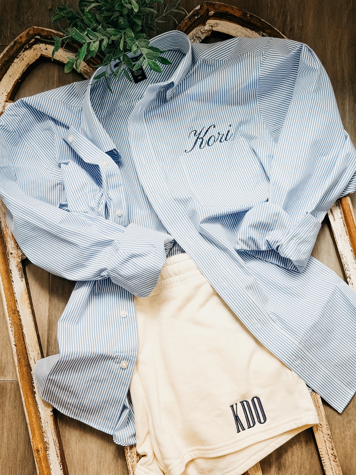 Personalized pin stripe button down