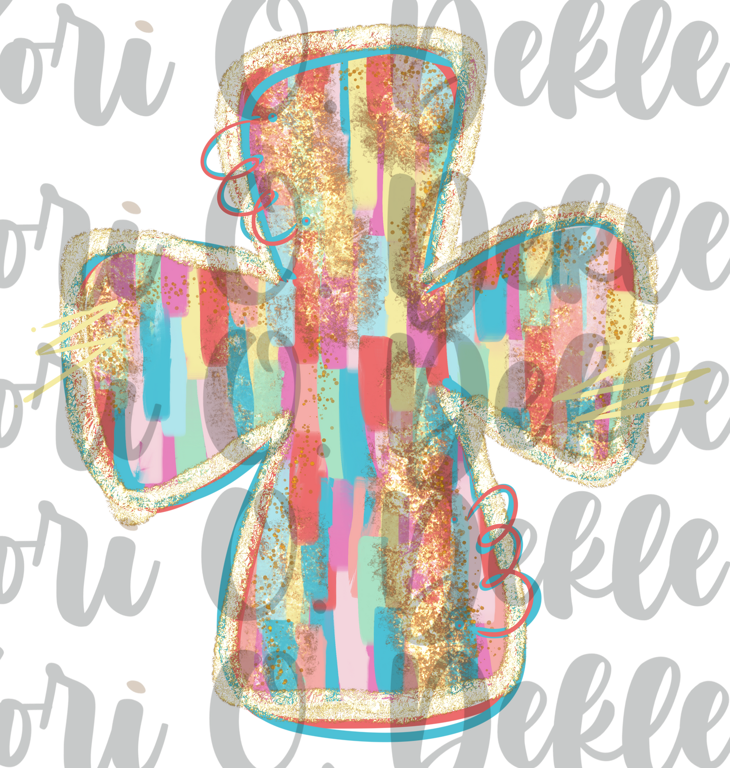 Pastel paintbrush cross png for digital download