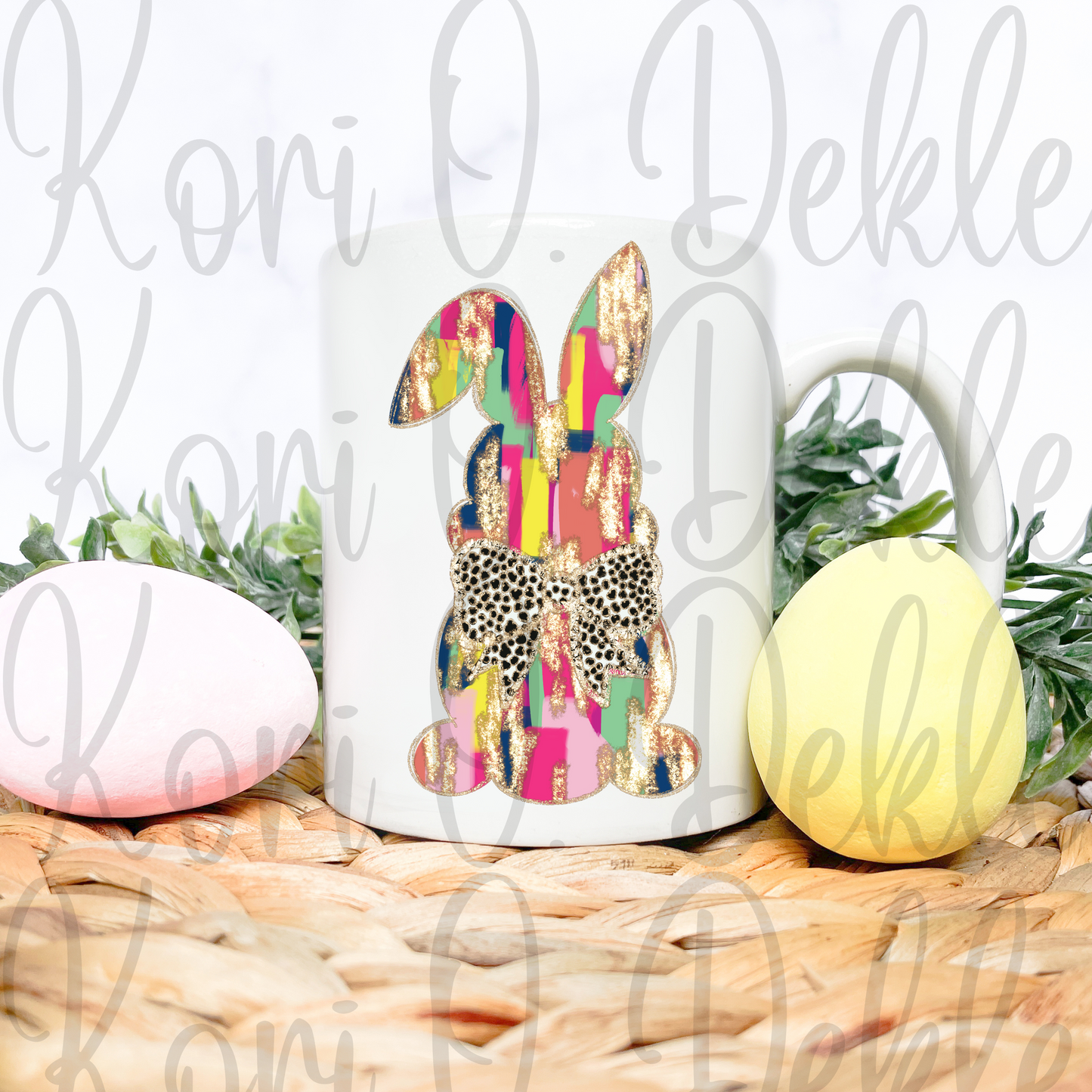 Coquette brushstrokes bunny PNG for digital download