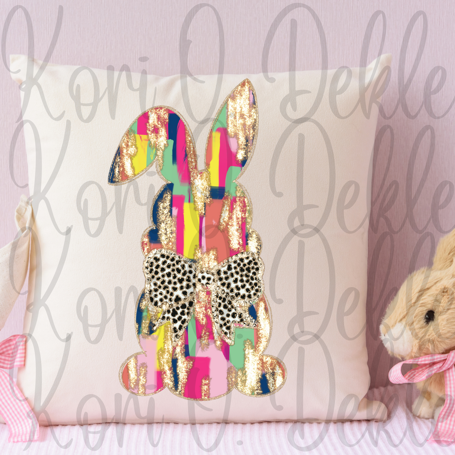 Coquette brushstrokes bunny PNG for digital download