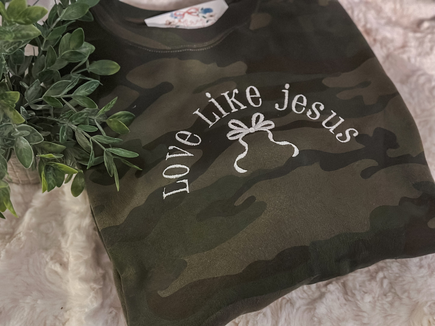 Love like Jesus camo crewneck