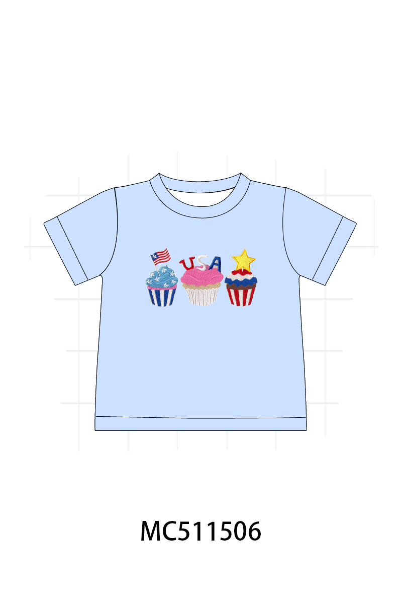 PO75 Blue plaid Patriotic cupcaker embroidery collection
