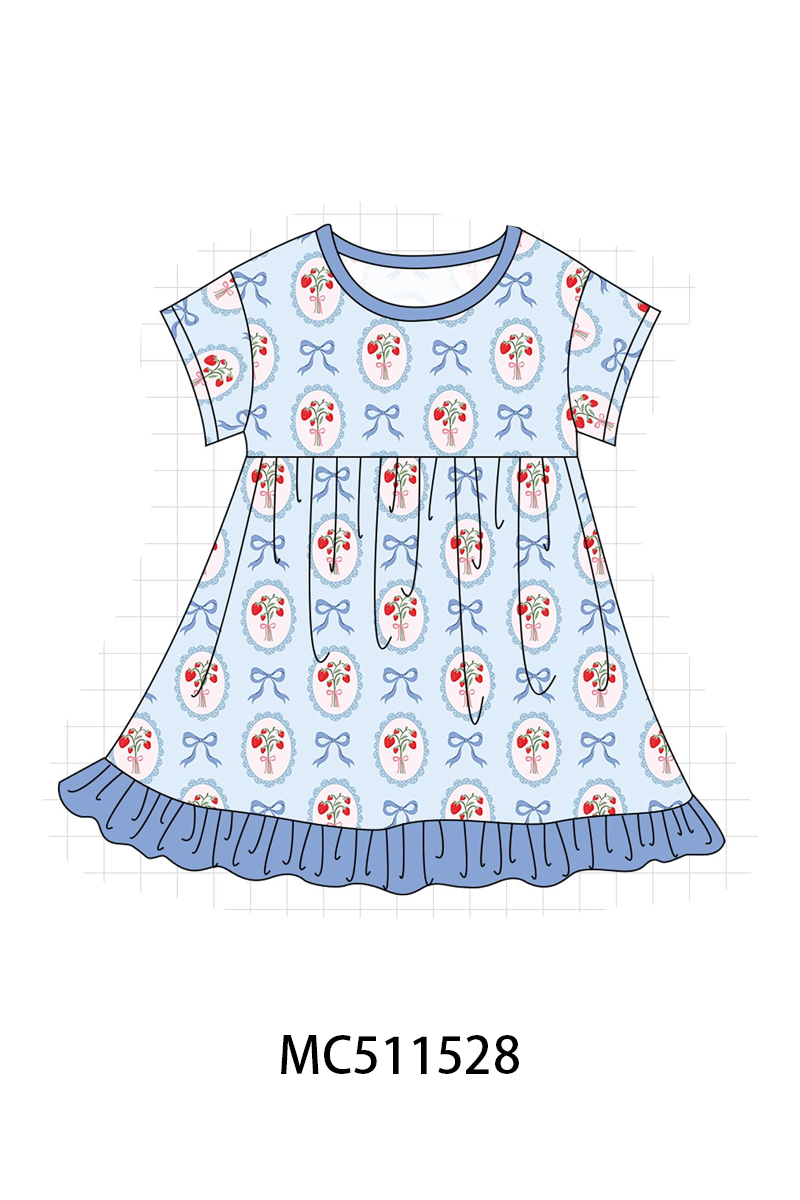 PO75 Blue strawberry print bamboo collection