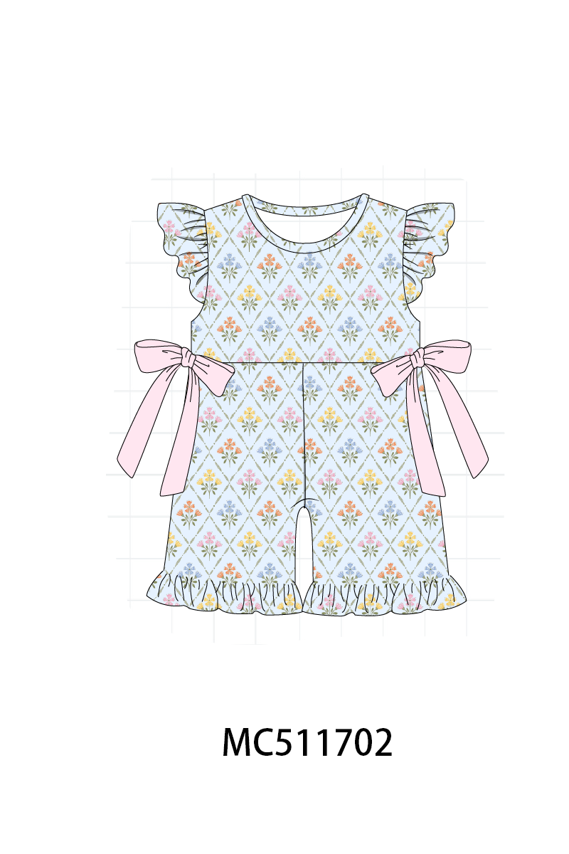 PO75 Blue floral print ruffle collection