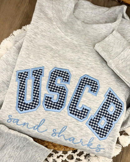 Custom Varsity Gingham Appliqué Mock Neck Sweatshirt