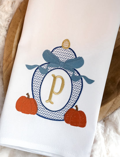Flour Sack Monogramed Fall Ginger Jar Kitchen Towel