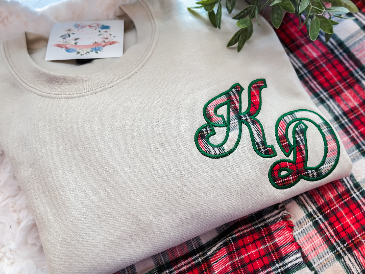 Christmas tartan oversized monogram