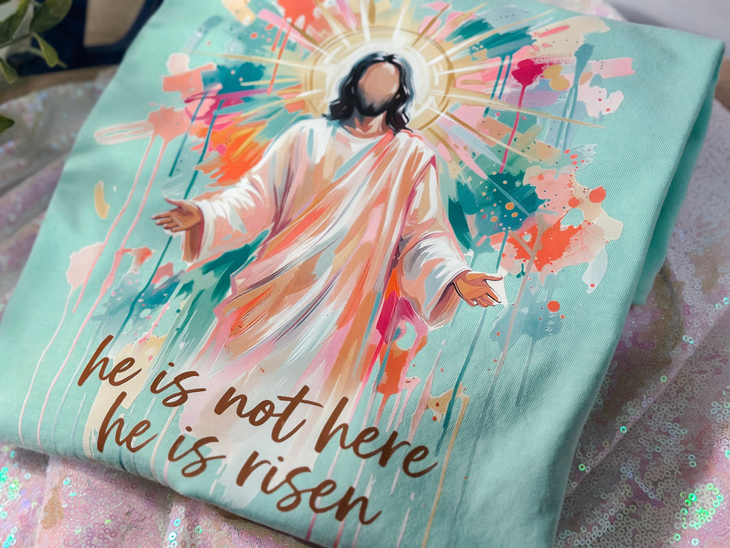 Watercolor He is risen tshirt