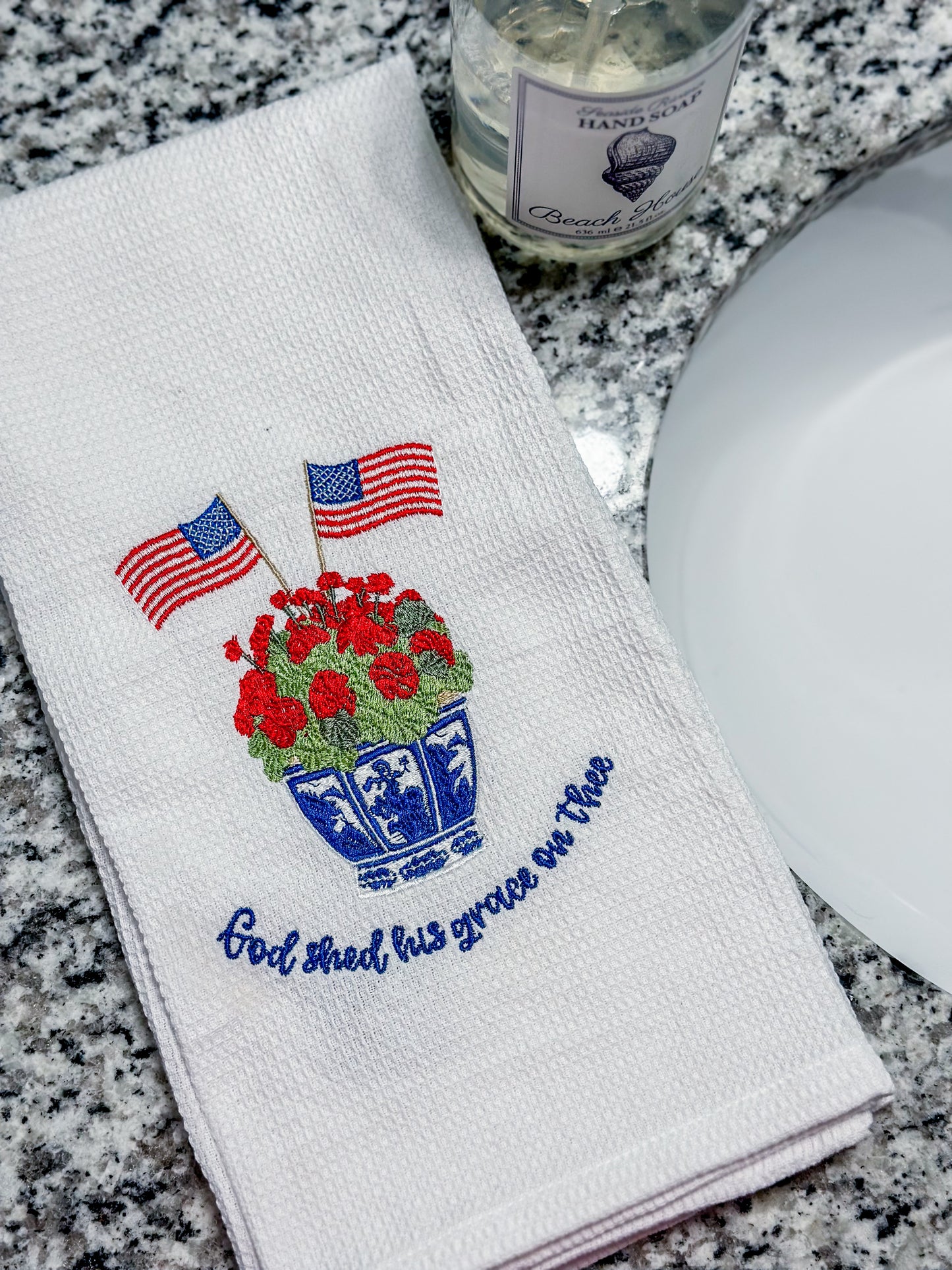 Patriotic chinoiserie kitchen towel