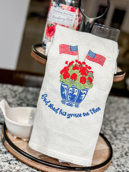 Patriotic chinoiserie kitchen towel