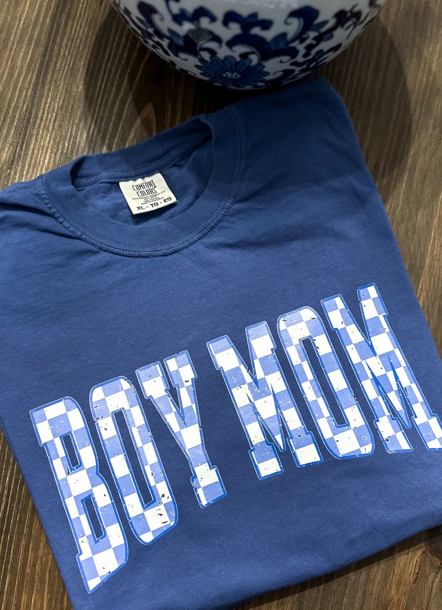 Checkered Boy Mom Tshirt