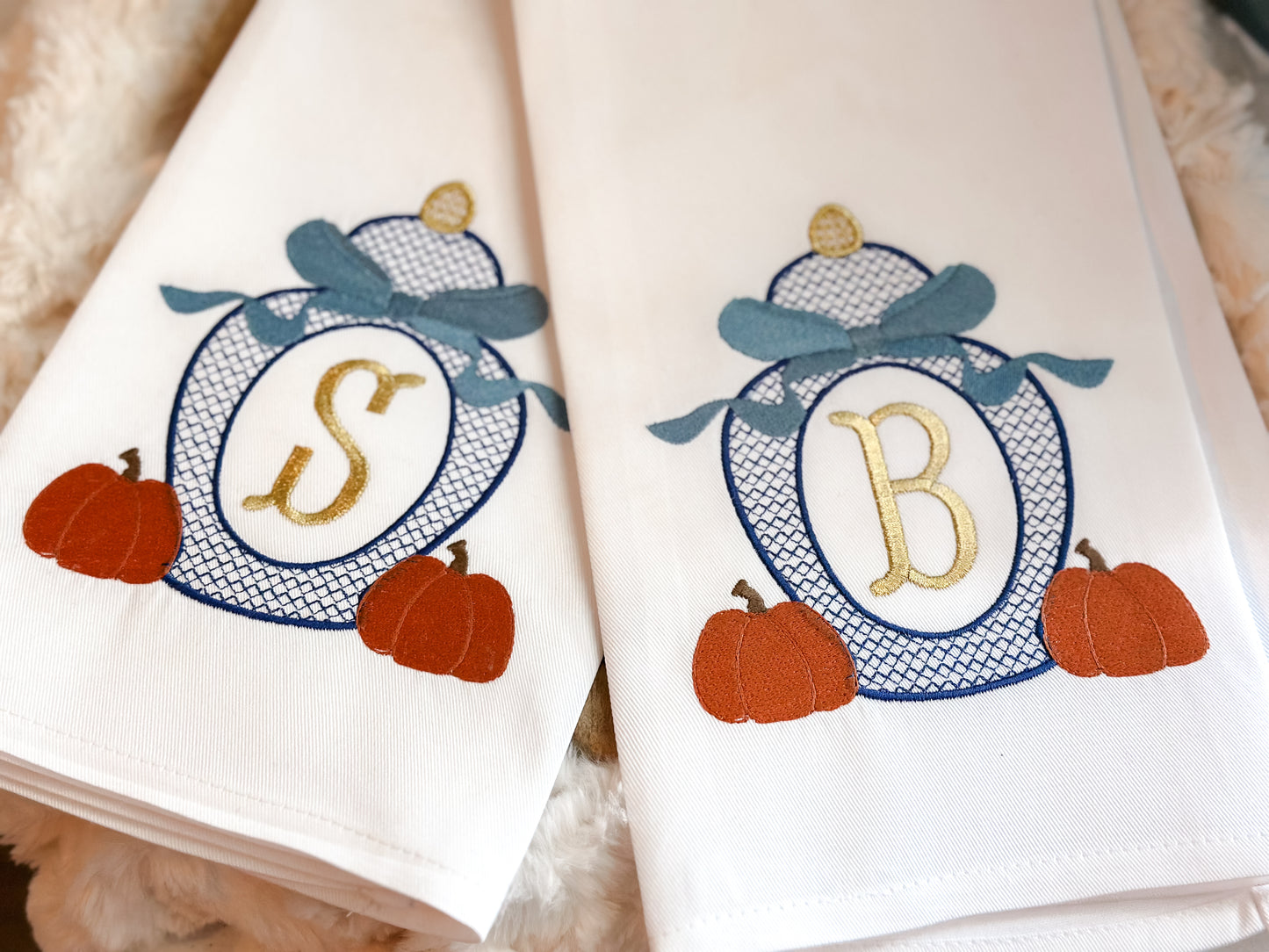 Flour Sack Monogramed Fall Ginger Jar Kitchen Towel