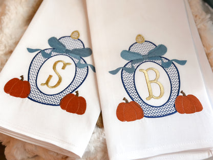 Flour Sack Monogramed Fall Ginger Jar Kitchen Towel