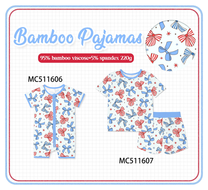 PO75 Blue Patriotic bow bamboo collection