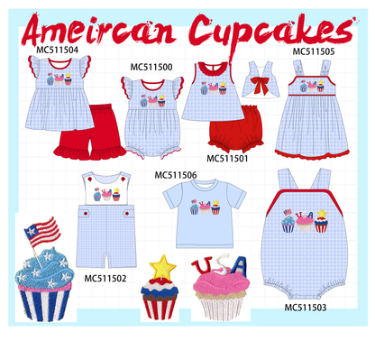 PO75 Blue plaid Patriotic cupcaker embroidery collection