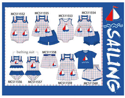 PO75 Blue sailboat applique plaid collection