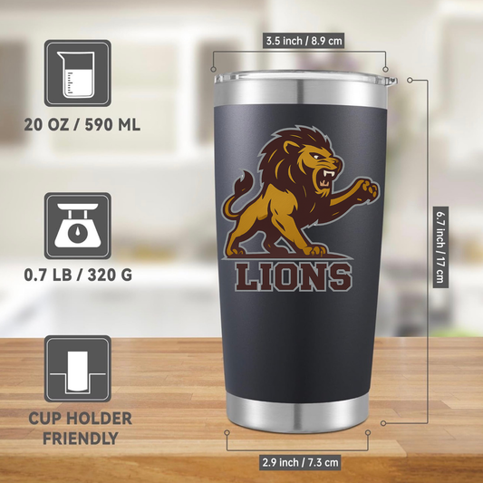 20 oz PCS Lions Grey Travel Tumbler