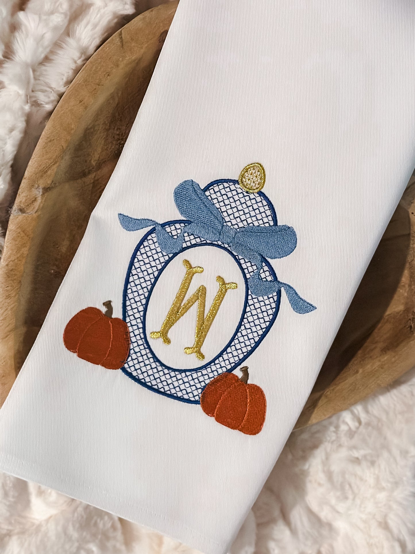 Flour Sack Monogramed Fall Ginger Jar Kitchen Towel