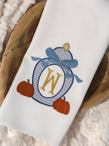 Flour Sack Monogramed Fall Ginger Jar Kitchen Towel