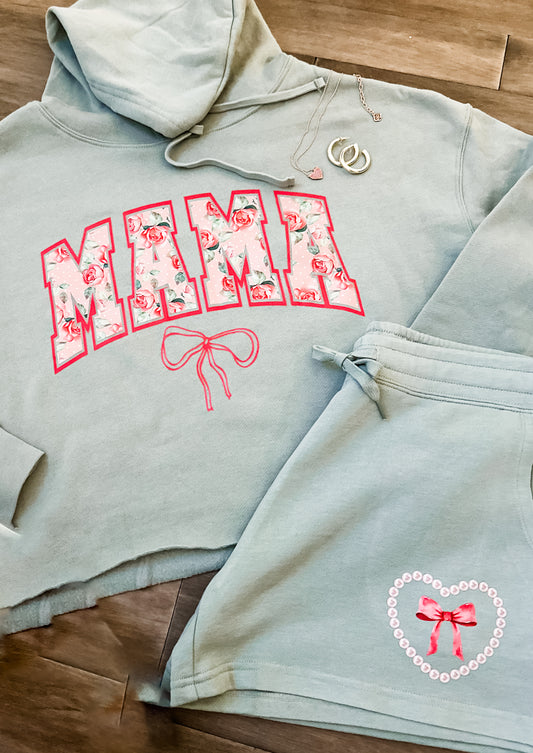 Girly Girl Cropped Hoodie Lounge Set in Mama’s Petals and Pearls