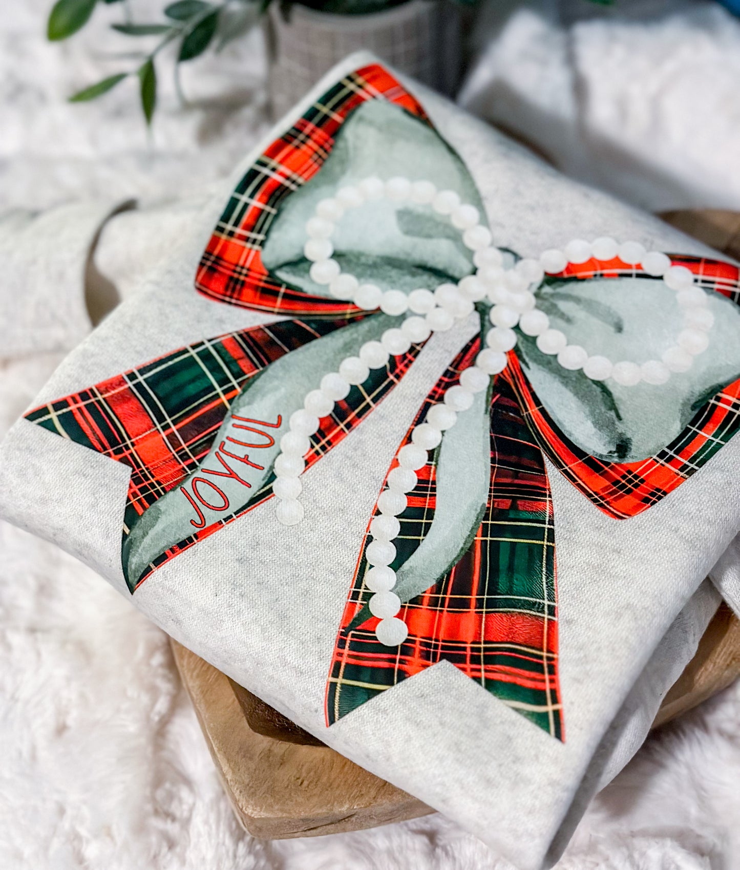 Joyful Christmas bow sweatshirt