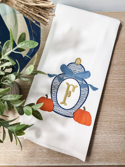 Flour Sack Monogramed Fall Ginger Jar Kitchen Towel