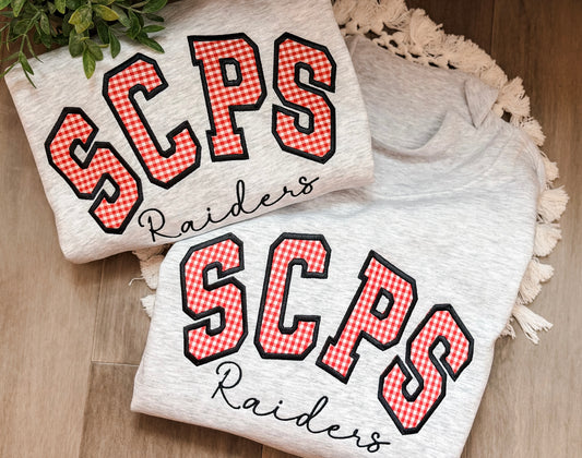 Youth Custom Varsity Gingham Appliqué Mock Neck Sweatshirt