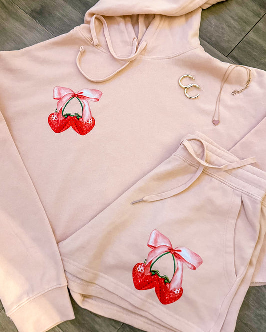 Girly Girl Cropped hoodie lounge set in Blushing Berry