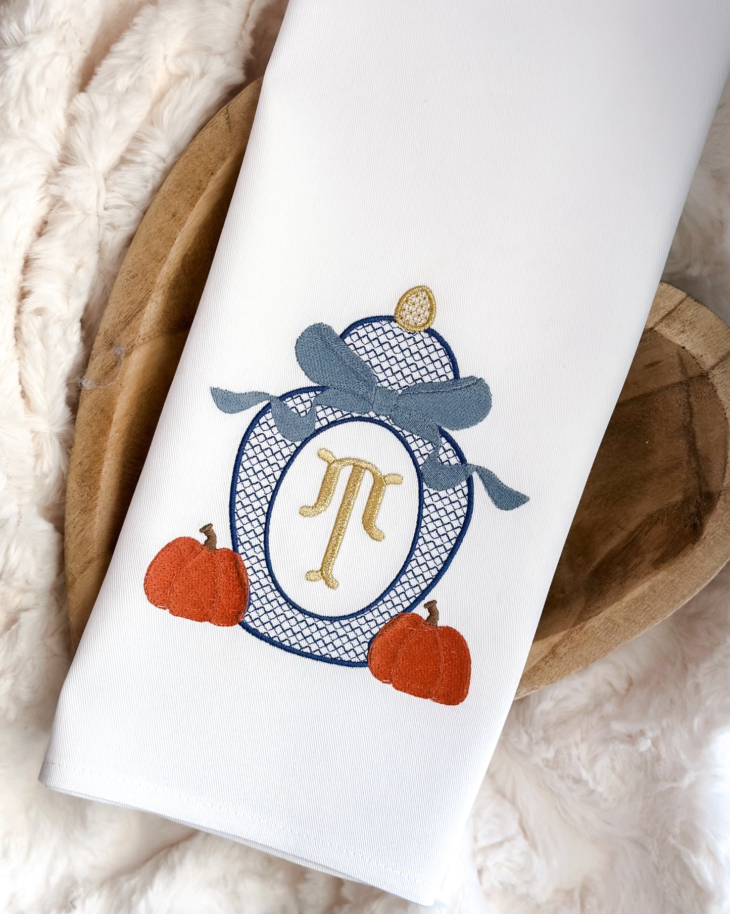 Flour Sack Monogramed Fall Ginger Jar Kitchen Towel