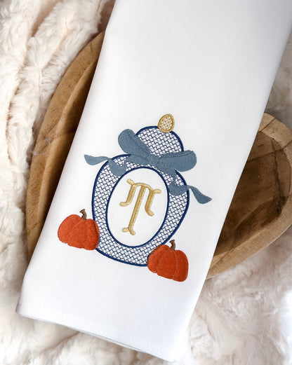Flour Sack Monogramed Fall Ginger Jar Kitchen Towel