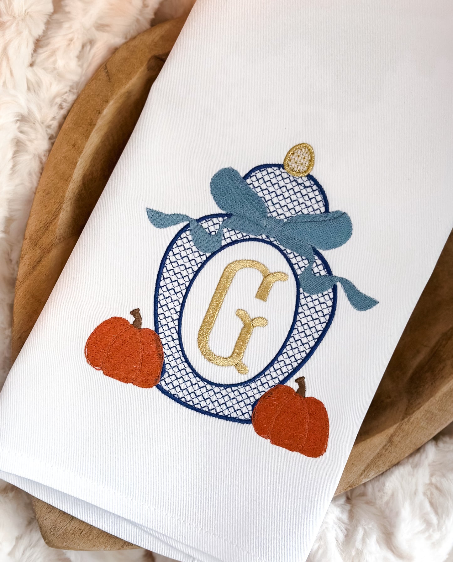 Flour Sack Monogramed Fall Ginger Jar Kitchen Towel