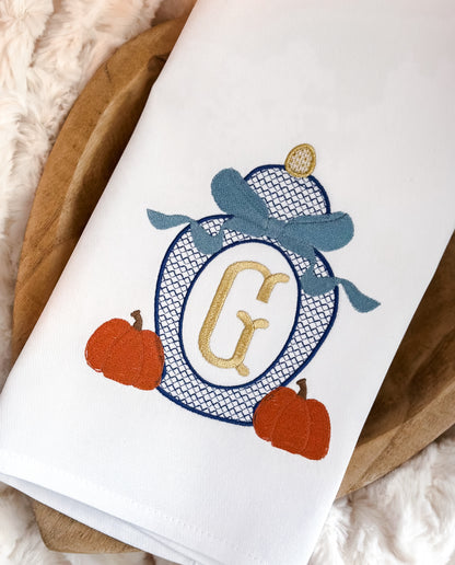 Flour Sack Monogramed Fall Ginger Jar Kitchen Towel