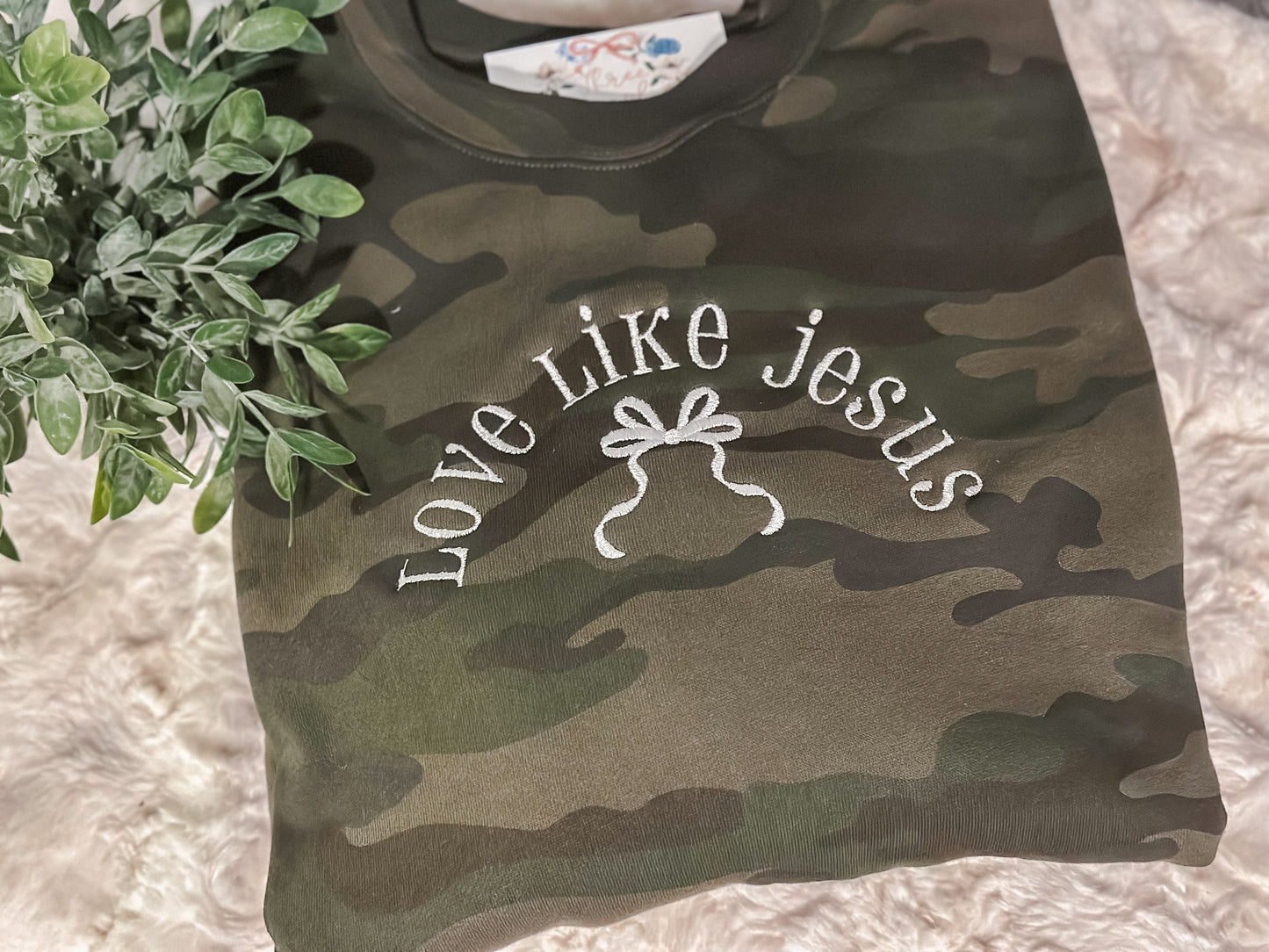 Love like Jesus camo crewneck