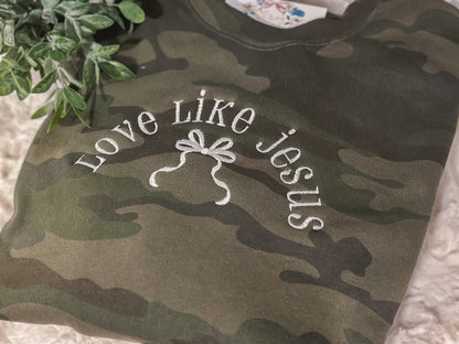 Love like Jesus camo crewneck