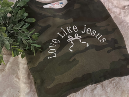 Love like Jesus camo crewneck