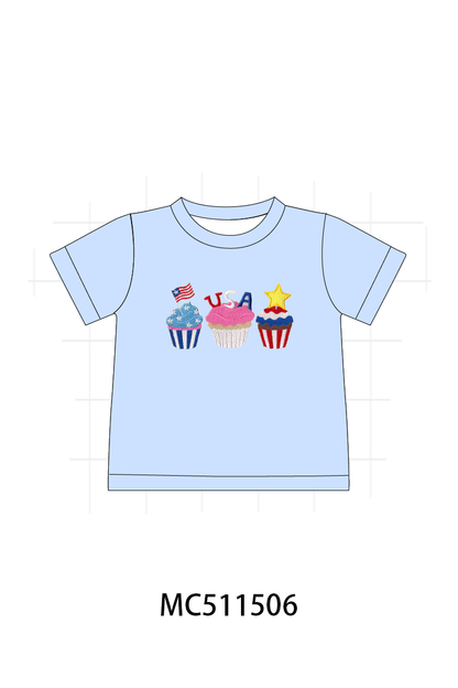 PO75 Blue plaid Patriotic cupcaker embroidery collection