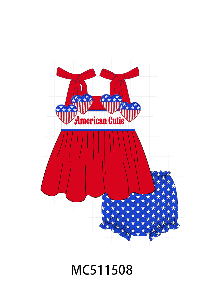 PO75 Red American cutie heart smocked collection