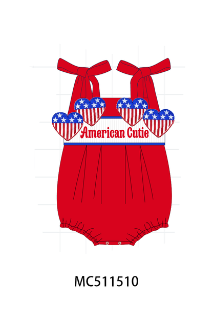 PO75 Red American cutie heart smocked collection