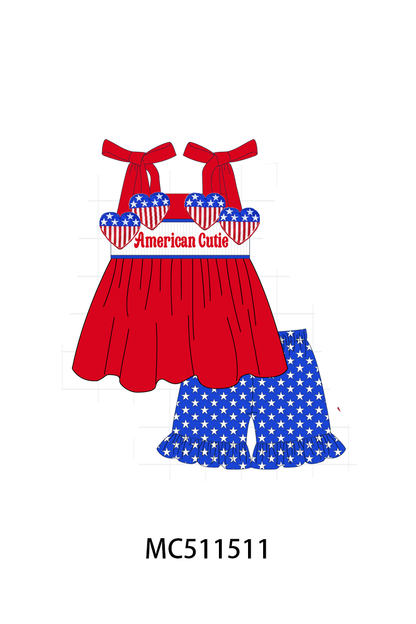 PO75 Red American cutie heart smocked collection