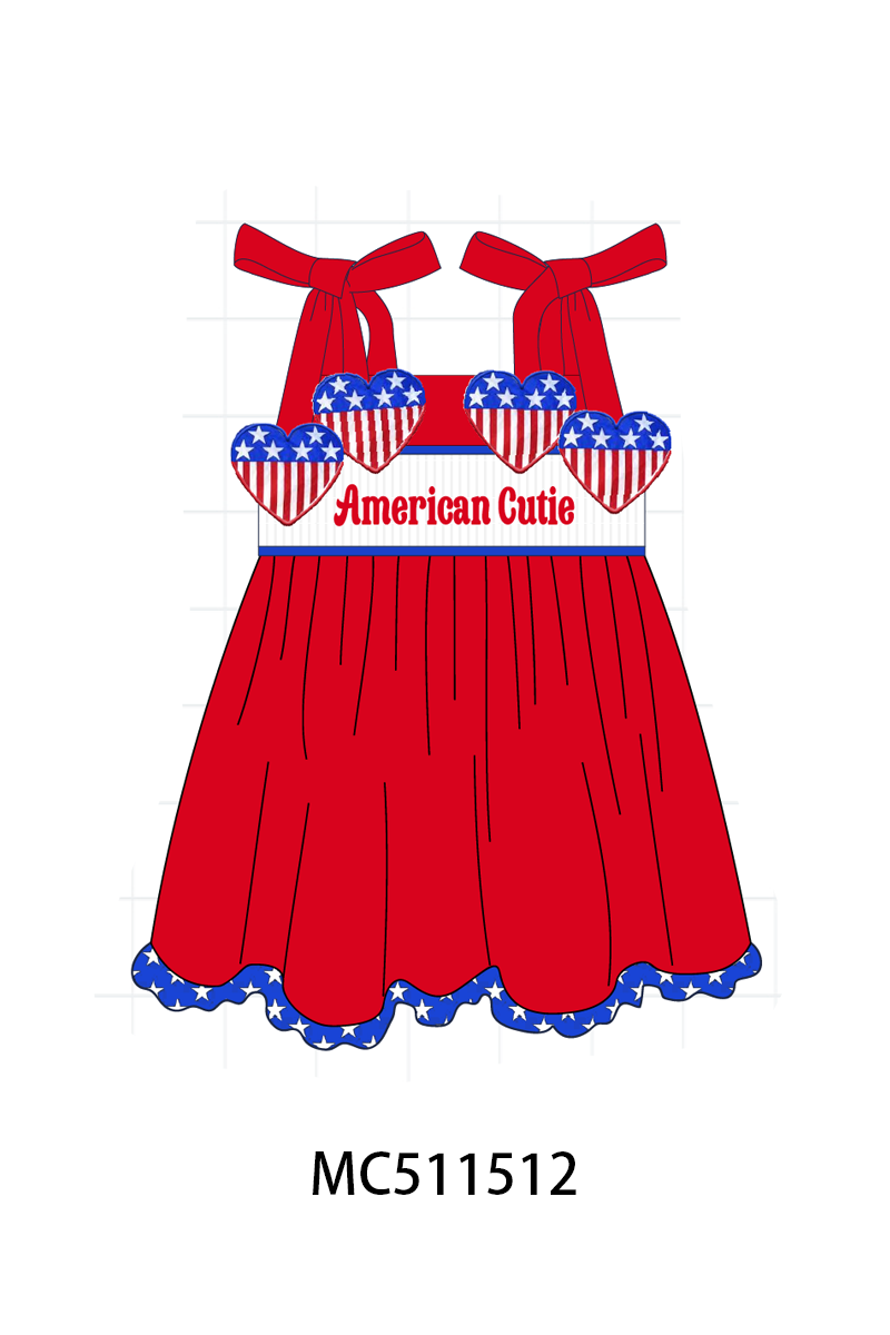 PO75 Red American cutie heart smocked collection