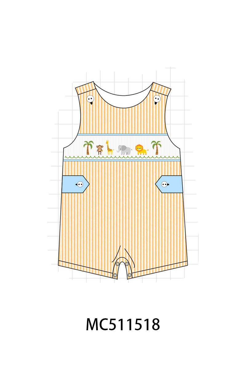 PO75 Pink stripe animal smocked collection