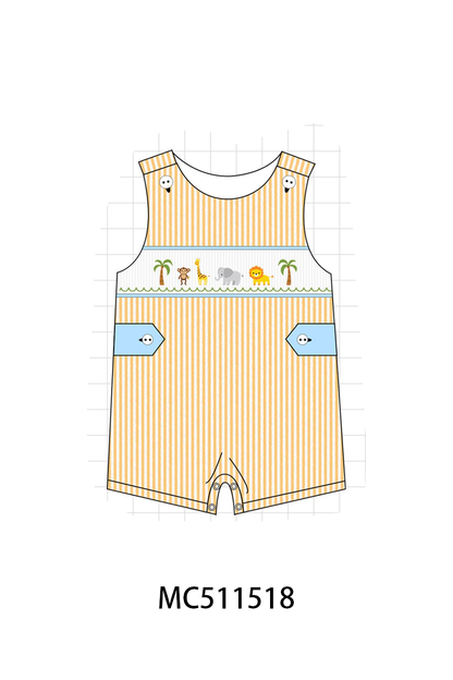 PO75 Pink stripe animal smocked collection