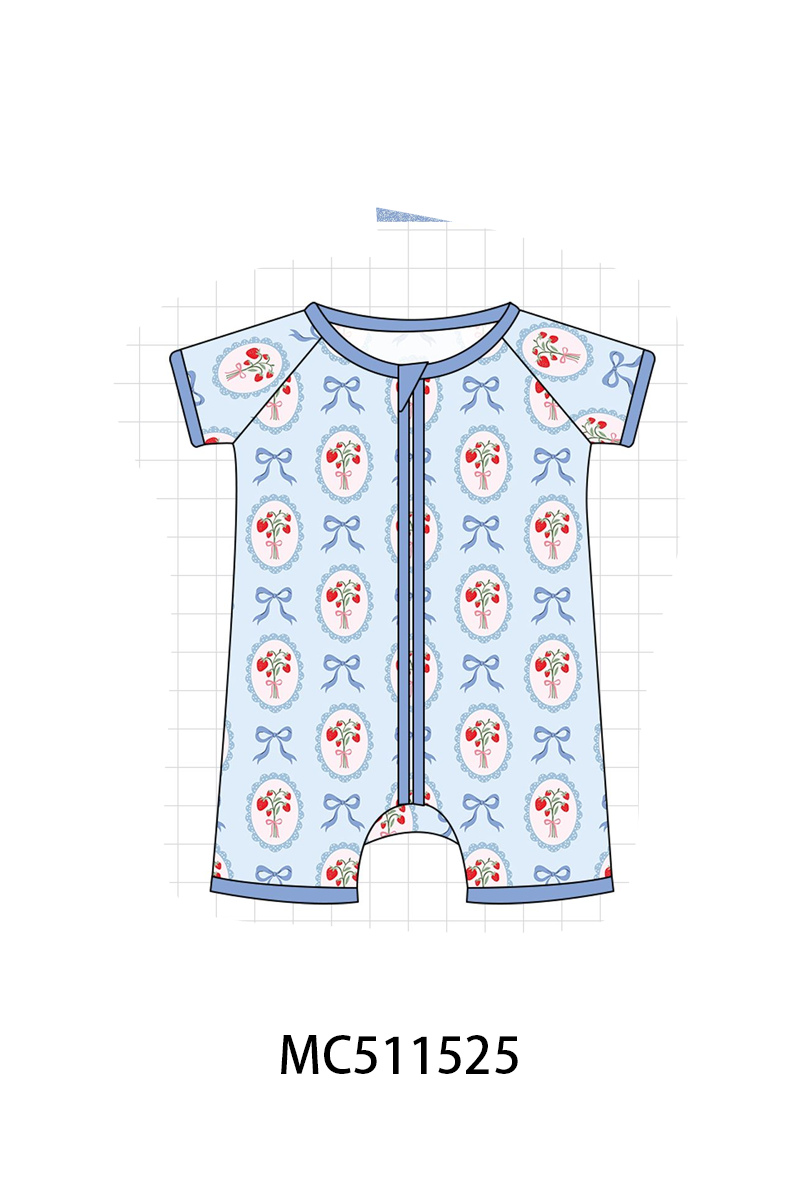 PO75 Blue strawberry print bamboo collection