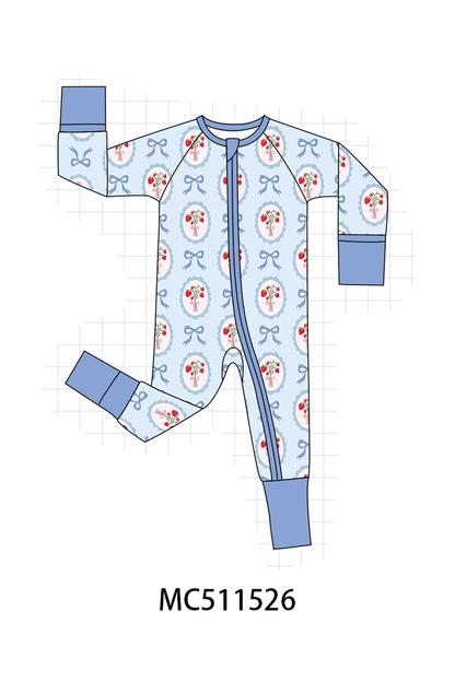 PO75 Blue strawberry print bamboo collection