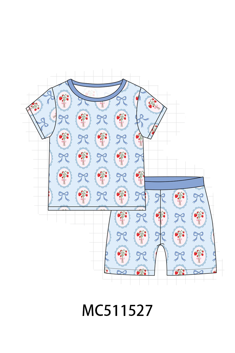 PO75 Blue strawberry print bamboo collection
