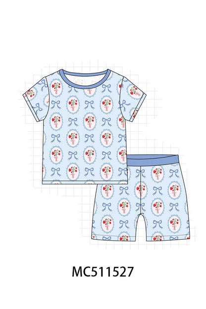 PO75 Blue strawberry print bamboo collection