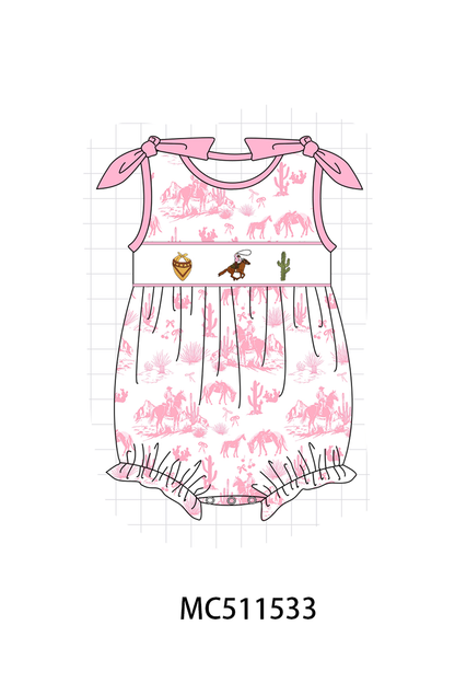 PO75 Pink&blue west cowboy embroidery collection