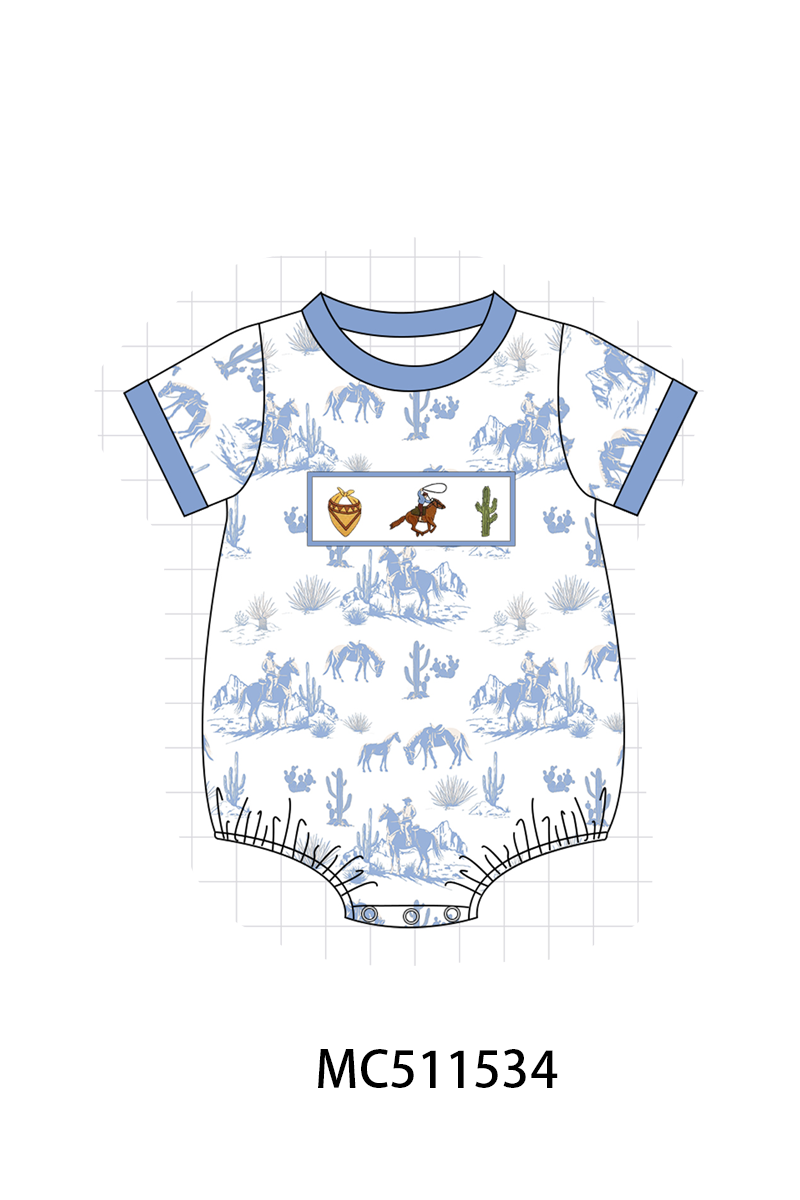 PO75 Pink&blue west cowboy embroidery collection