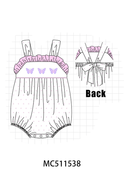 PO75 Purple butterfly embroidery swiss dot collection