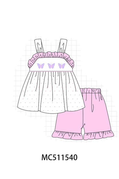 PO75 Purple butterfly embroidery swiss dot collection